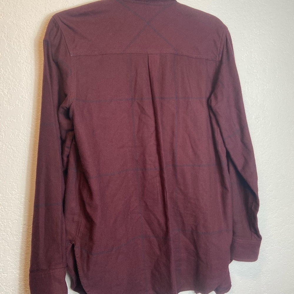 Athleta Women’s Sz S Heat Tech Flannel Burgundy - Picture 4 of 5
